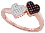 10KT Rose Gold 0.10CW DIAMOND MICRO-PAVE HEART RING