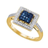 10K Yellow-gold 0.25CT BLUE DIAMOND FASHION RING