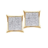 10KT Yellow Gold 0.90CTW ROUND DIAMOND LADIES MICRO PAVE FASHION EARRINGS