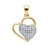 925 Sterling Silver Yellow 0.11CTW DIAMOND MICROPAVE HEART PENDANT
