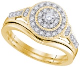10kt Yellow Gold Womens Round Diamond Bridal Wedding Engagement Ring Band Set 1/3 Cttw