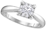 14kt White Gold Womens Princess Natural Diamond Solitaire Bridal Wedding Engagement Ring 1/2 Cttw