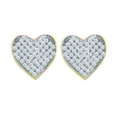 10KT Yellow Gold 0.10CTW DIAMOND LADIES MICRO PAVE HEART EARRINGS