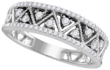 10kt White Gold Womens Round Natural Diamond Geometric Fashion Band Ring 9/10 Cttw