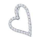 14KT White Gold 0.21CTW ROUND DIAMOND HEART LADIES HIGHEND PENDANT