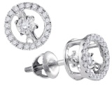 10kt White Gold Womens Round Natural Diamond Moving Twinkle Solitaire Stud Screwback Fashion Earring