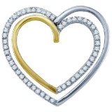 14K White-gold 0.25CTW ROUND DIAMOND LADIES HEART PENDANT