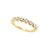10kt Yellow Gold Womens Round Natural Diamond Fashion Band Ring 1/6 Cttw