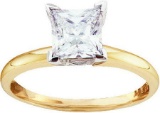 14KT Yellow Gold Two Tone 0.15CTW-(EXC) DIAMOND PRINCESS SOLITAIRE