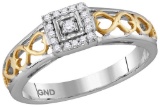 10kt Two-tone Gold Womens Round Natural Diamond Solitaire Bridal Wedding Engagement Ring 1/10 Cttw
