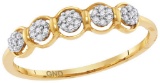 10kt Yellow Gold Womens Round Natural Diamond Cluster Fashion Ring 1/10 Cttw