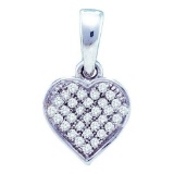 925 Sterling Silver White 0.10CTW DIAMOND HEART PENDANT