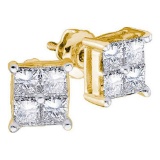 14KT Yellow Gold 0.25CTW DIAMOND LADIES INVISIBLE EARRINGS