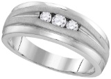 10kt White Gold Mens Round Natural Diamond Band Wedding Anniversary Ring 1/4 Cttw