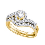 14K Yellow-gold 0.67CT DIAMOND 0.25CT CENTER ROUND BRIDAL RING