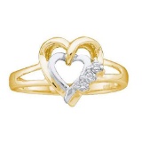 925 Sterling Silver Yellow 0.03CTW DIAMOND HEART RING