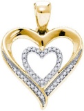 925 Sterling Silver Yellow 0.10CTW DIAMOND HEART PENDANT