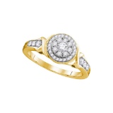 10k Yellow Gold Womens Natural Round Diamond Halo Bridal Wedding Engagement Ring 1/2 Cttw
