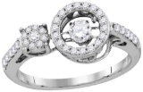10kt White Gold Womens Round Natural Diamond Moving Twinkle Solitaire Ring 1/2 Cttw