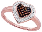10KT Rose Gold 0.15CTW DIAMOND MICRO-PAVE HEART RING