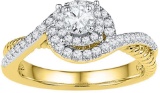 10kt Yellow Gold Womens Round Diamond Solitaire Bridal Wedding Engagement Ring 3/8 Cttw