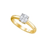 18kt Yellow Gold Womens Round Natural Diamond Cluster Bridal Wedding Engagement Ring 3/4 Cttw