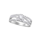 14kt White Gold Womens Round Natural Diamond Round Bridal Wedding Engagement Ring 1.00 Cttw