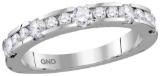 14kt White Gold Womens Machine-set Round Natural Diamond Band Wedding Anniversary Ring 3/4 Cttw