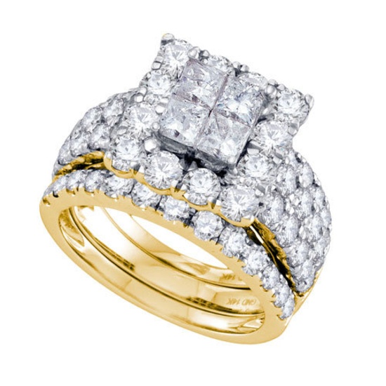 14K Yellow-gold 4.00CTW DIAMOND INVISIBLE BRIDAL SET