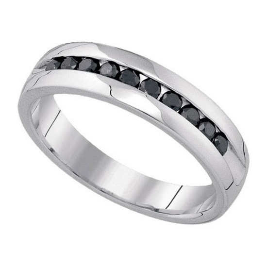 10K White-gold 0.53CTW-DIA BLACK DIAMOND MACHINE-SET BAND