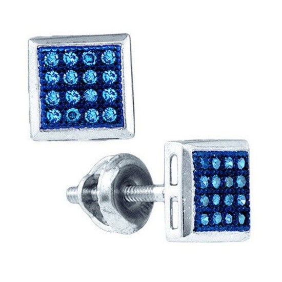 10KT White Gold 0.10CT BLUE DIAMOND FASHION EARRING