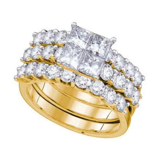 14KT Yellow Gold 3.00CTW DIAMOND INVISIBLE BRIDAL SET