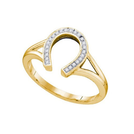 10KT Yellow Gold 0.07CTW DIAMOND HORSE SHOE RING