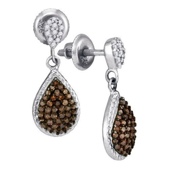 10K White-gold 0.50CTW COGNAC DIAMOND MICRO-PAVE EARRING