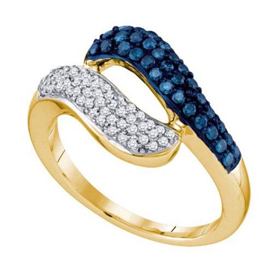 10K Yellow-gold 0.50CT BLUE DIAMOND FASHION RING
