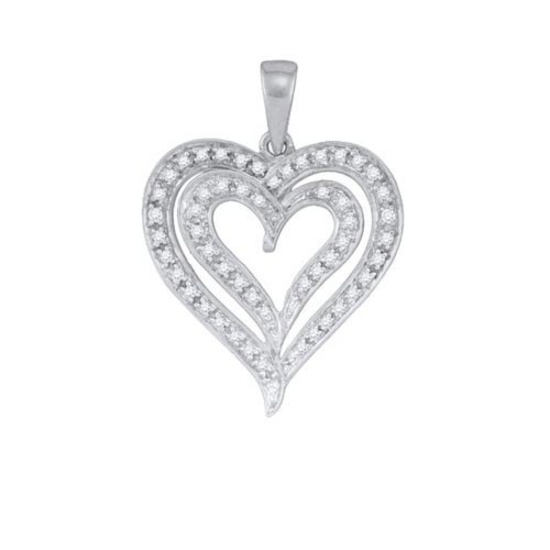 10KT White Gold 0.26CT DIAMOND HEART PENDANT