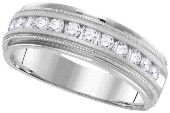 14KT White Gold 0.49CTW DIAMOND MACHINE SET BAND