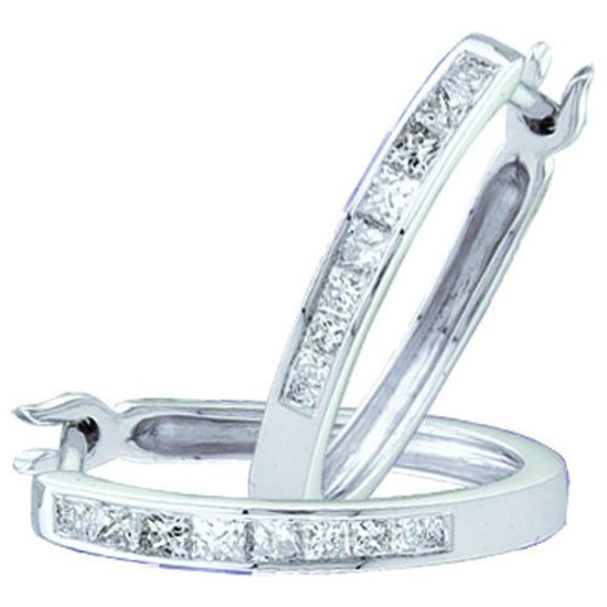 14KT White Gold 0.30CTW DIAMOND LADIES INVISIBLE HOOPS