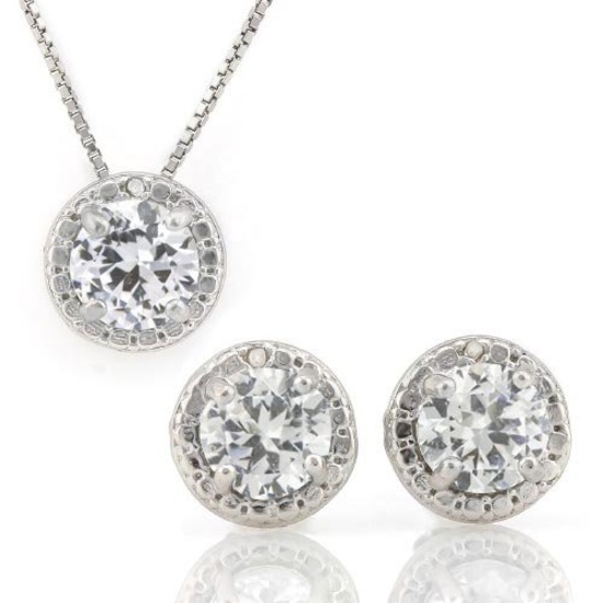 3 2/5 CARAT CREATED DIAMOND & DIAMOND 925 STERLING SILVER SET