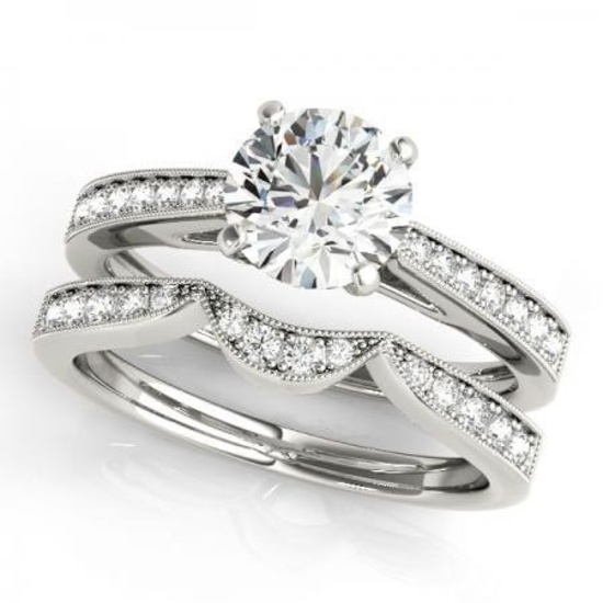 CERTIFIED 18KT WHITE GOLD .82 CT G-H/VS-SI1 DIAMOND BRIDAL SET