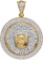 10kt Yellow Gold Mens Round Diamond Gorgon Medusa Circle Medallion Charm Pendant 1.00 Cttw