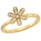 10kt Yellow Gold Womens Round Diamond Floral Stackable Band Ring 1/10 Cttw
