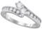 14kt White Gold Womens Round Diamond 2-stone Hearts Together Bridal Wedding Engagement Ring 3/4 Cttw