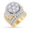 14K White Gold Bridal Halo Cluster Real Diamond Engagement Wedding Ring Set 6 CT