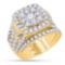 14K Yellow Gold Bridal Halo Cushion Engagement Wedding Real Diamond Ring Set 3pc 4 CT