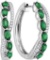 14k White Gold Ladies Lab Emerald Green Real Diamond Infinity Hoops Earrings 1/4 CT