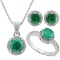 4 4/5 CARAT ENHANCED GENUINE EMERALD S & GENUINE DIAMONDS 925 STERLING SILVER