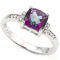 1.61 CARAT TW (13 PCS) MYSTIC GEMSTONE & GENUINE DIAMOND PLATINUM OVER 0.925 STERLING SILVER RING