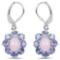 4.92 Carat Genuine Pink Opal & Tanzanite .925 Sterling Silver Earrings