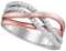 10kt White Gold Rose-tone Womens Round Diamond Crossover Band Ring 1/3 Cttw